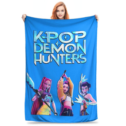 Kpop Demon Hunters Zoey Huntrix Blankets  Plush Vintage Soft Throw Blankets for Bedspread Summer,