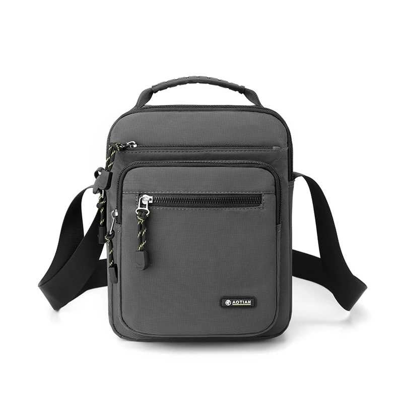 Men Multi-layer Shoulder Bag Fashionable Casual Lightweight Nylon Crossbody Bag for Daily Outing Commuting Small Handbag