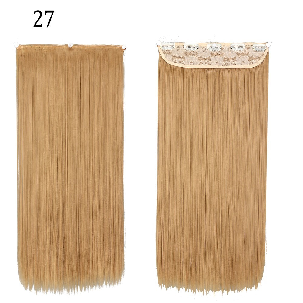 Apliques de Cabelo Sintético Liso Comprido de 5 Clipes 22'' Fibra de Alta Resistência ao Calor Preto Castanho Loiro
