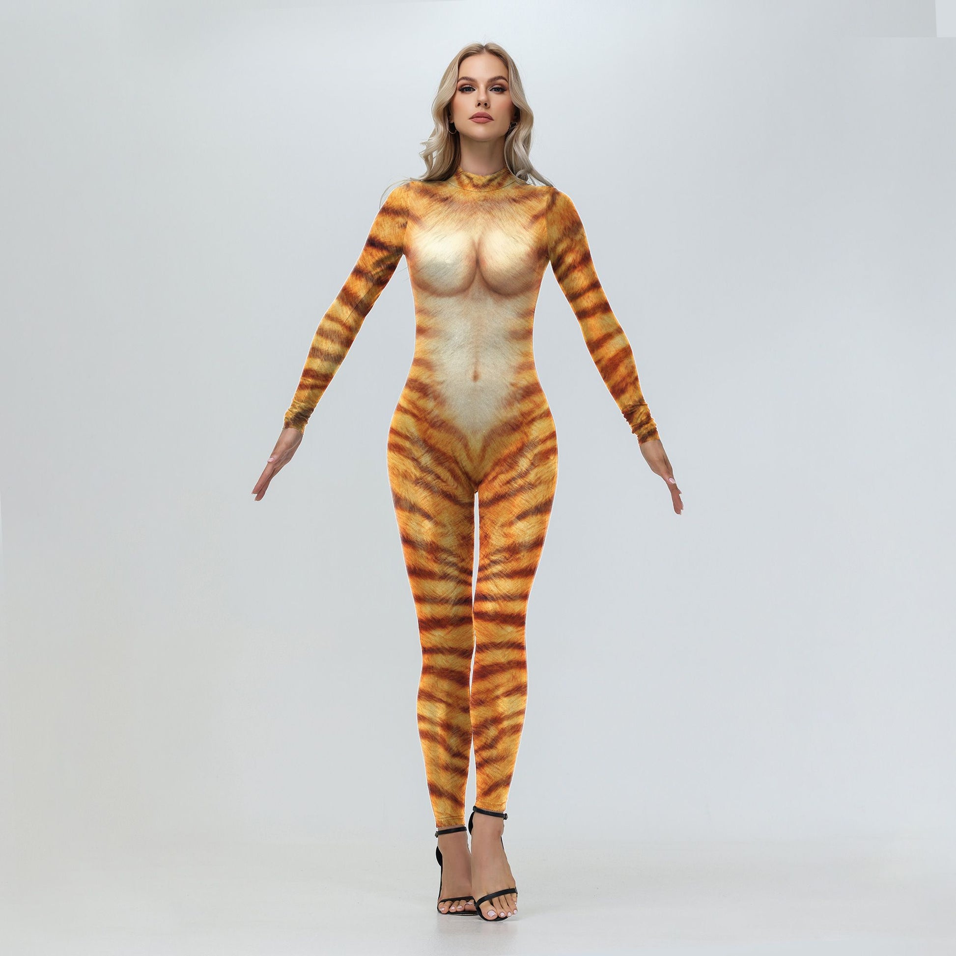 [You're My Secret] Adult Fox Leopard Print Animal Costume Halloween Purim Carnival Party Cosplay Costume Jumpsuit Zenti Bodysuit