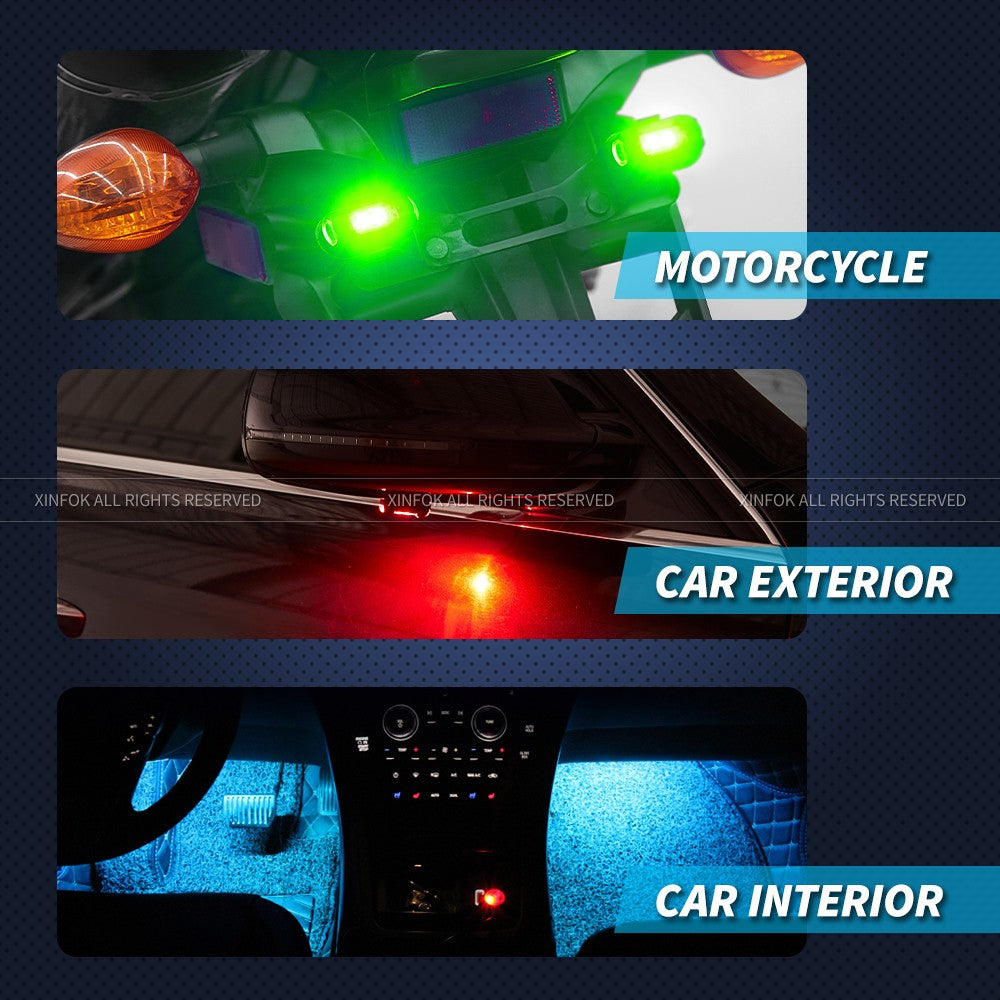Acessórios de LED para Moto, Luzes Estroboscópicas RGB APP e Controle Remoto para Motocicleta, LED à Prova D'água para Moto