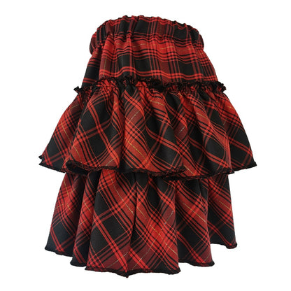 High Waist Slim Lolita Cosplay Y2k Skirt Japanese College Style Youth Girl Plaid Skirt Female Goth Skirt Pink Skirt