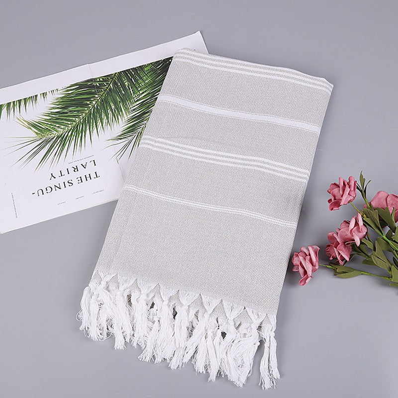 100X180cm oversized tassel Turkish cotton towel, blanket, suitable for bathing, beach,swimming pool, SPA, gym Striped bath towel