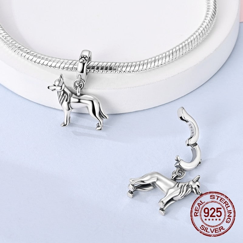 925 Sterling Silver Dog Charms French Bulldog Poodle German Shepherd Beagle Dachshund Pendants Fit Bracelets DIYJewelry Gift
