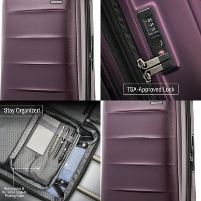 Lightweight 28-Inch Hardshell Luggage - Durable, 360° Spinner Wheels, Adjustable Handle, Expandable, TSA Lock - Purple