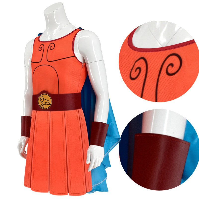 Movie Hercules Cosplay Costume for Adult Kids Man Boys Top Cloak Belt Men Halloween Carnival Party Male Role Play Outfit Suit