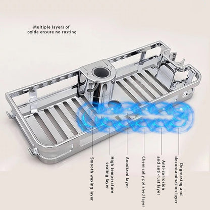 1 Bathroom Storage Shelf Bathroom Hanging Pole Shower Basket Tidy Storage Shelf 285x110mm Organiser Tray Rack Bathroom Fitting