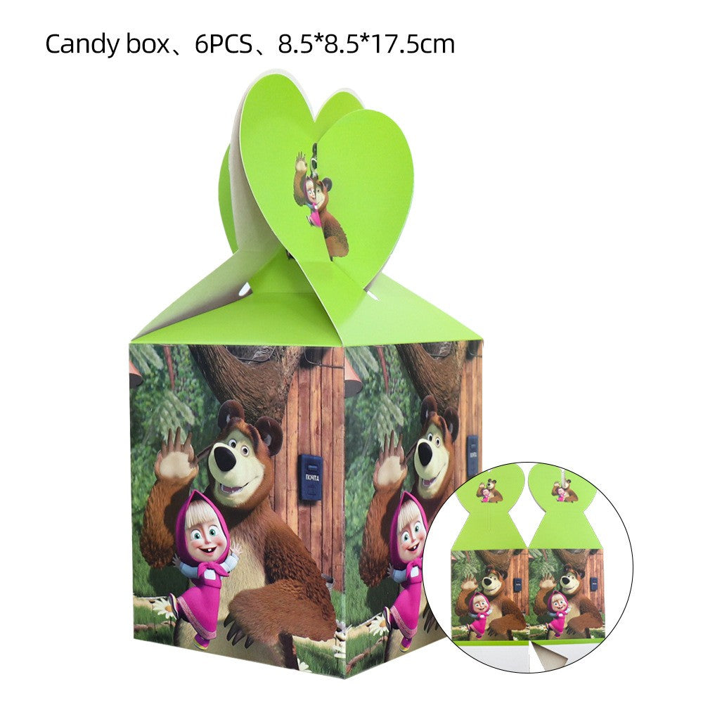 Masha and The Bear Theme Birthday Party Supplies Girls Masha Tableware Set Balloons Plates Cups for Kids Party Baby Shower Decor
