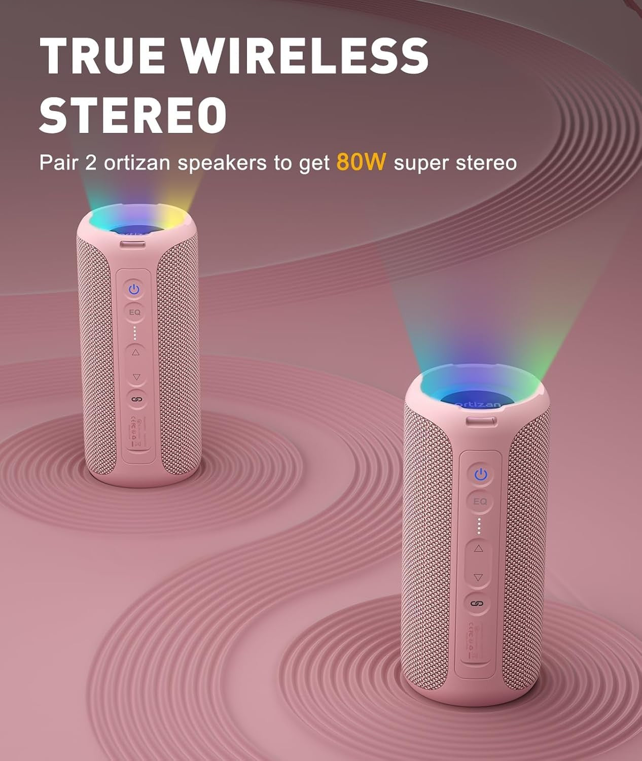 Ortizan X8 Pro, Caixa de Som Portátil Bluetooth à Prova D'Água, Luzes RGB, Qualidade de Som Premium