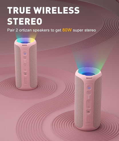Ortizan X8 Pro, Caixa de Som Portátil Bluetooth à Prova D'Água, Luzes RGB, Qualidade de Som Premium