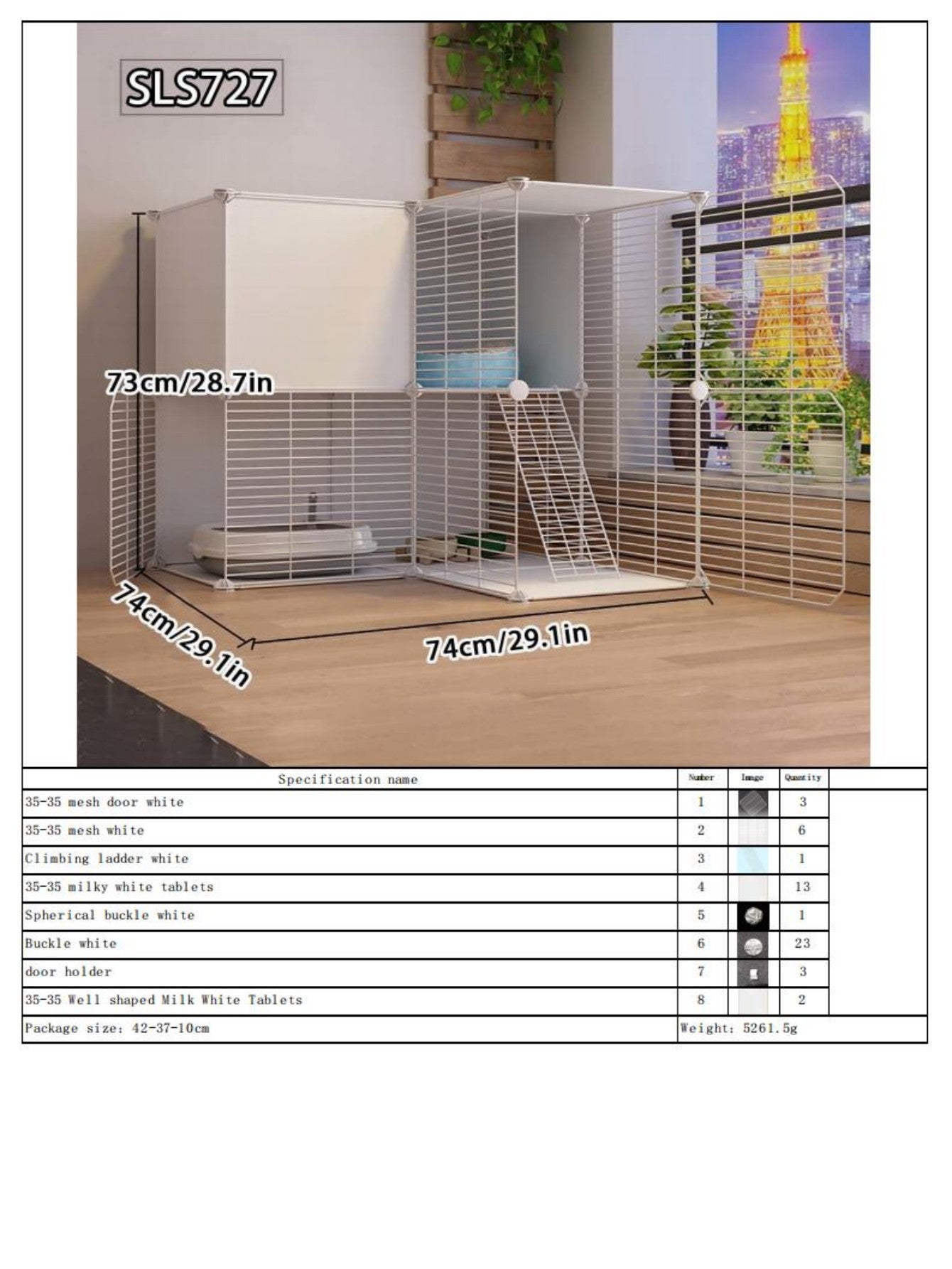Gaiola para Gatos para Uso Doméstico, Casa para Gatos Interna com Espaço Livre, Abrigo para Gatos, Ninho para Gatos, Gaiola para Pets, Vila para Gatos Pequenos de Três Andares