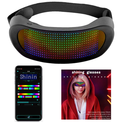 App Control Bluetooth Led Party Glasses Customized Languages USB Charge Flashing  Luminous Eyewear Christmas Concert Sunglasses