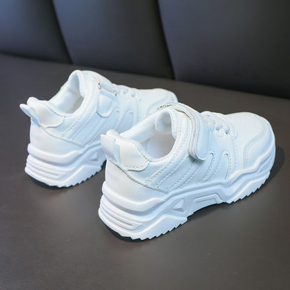 Spring Kids White Sneakers Leisure Chunky Concise Fashion Boys Girls Sport Shoes 26-37 Running All-match Children Trainers