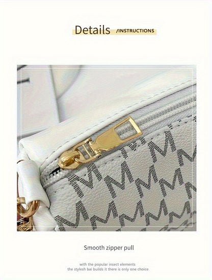 Vintage Underarm Bag for Teenager Letter Print Crossbody Small Square Bag with Chain Shoulder Handbag Adjustable Crossbody Strap
