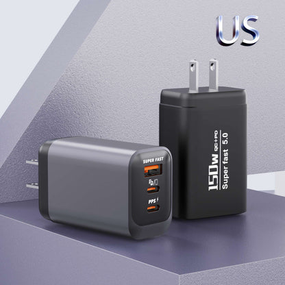 150W Fast Charging 3 Ports Mobile Phone Charger QC3.0 USB Type C Chargers Dual PD USB Wall Adapter EU/US Plug for iPhone Samsung