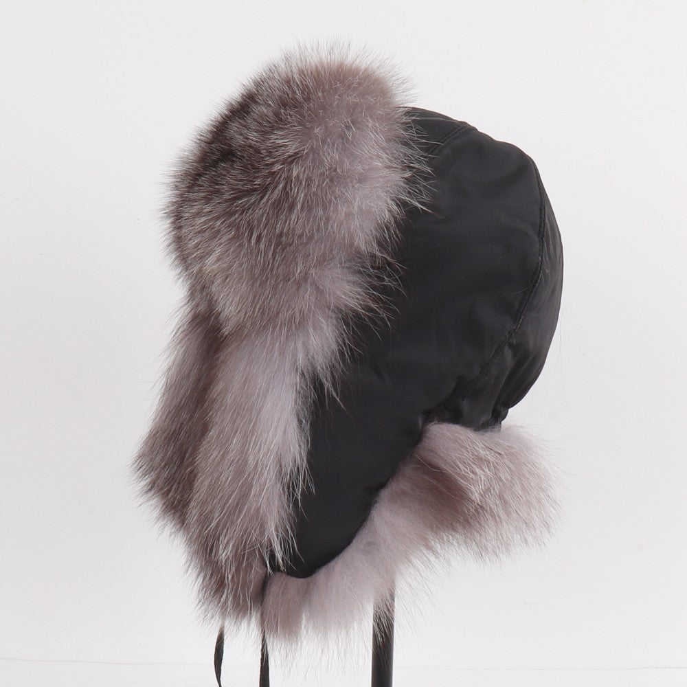2025 Novo Chapéu Feminino Ushanka Russo de Pele de Raposa Natural Inverno Grosso Quente Orelhas Moda Chapéu Bomber Senhora Gorro Genuíno de Pele de Raposa Real