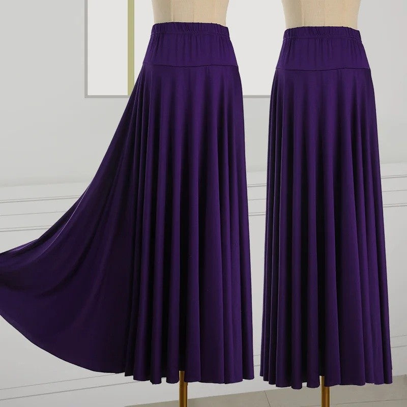Plus Size Elegant Plus Size Women's Long Dress For Dancing And Commuting Stylish Square Dance Skirt With Wide Hemline For Soc...