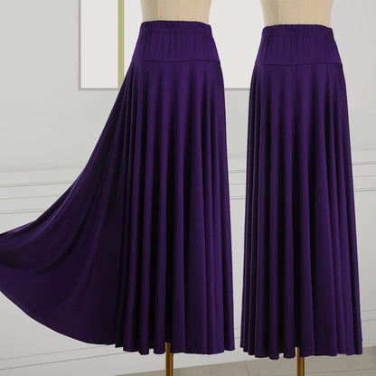 Plus Size Elegant Plus Size Women's Long Dress For Dancing And Commuting Stylish Square Dance Skirt With Wide Hemline For Soc...