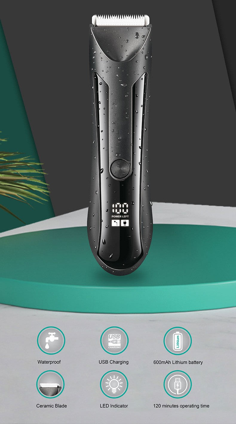 Ball Trimmer, Groin Hair Trimmer for Men, Waterproof Ball Shaver, USB Recharge Dock Replaceable Ceramic Blade, Male Hygiene Razo
