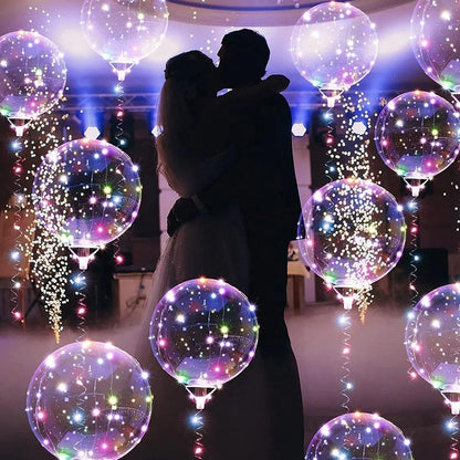 3set Transparent Led Balloons Light Up Balloons With Light Strap Bobo Balloons For Party Birthday Anniversary Wedding Decoration