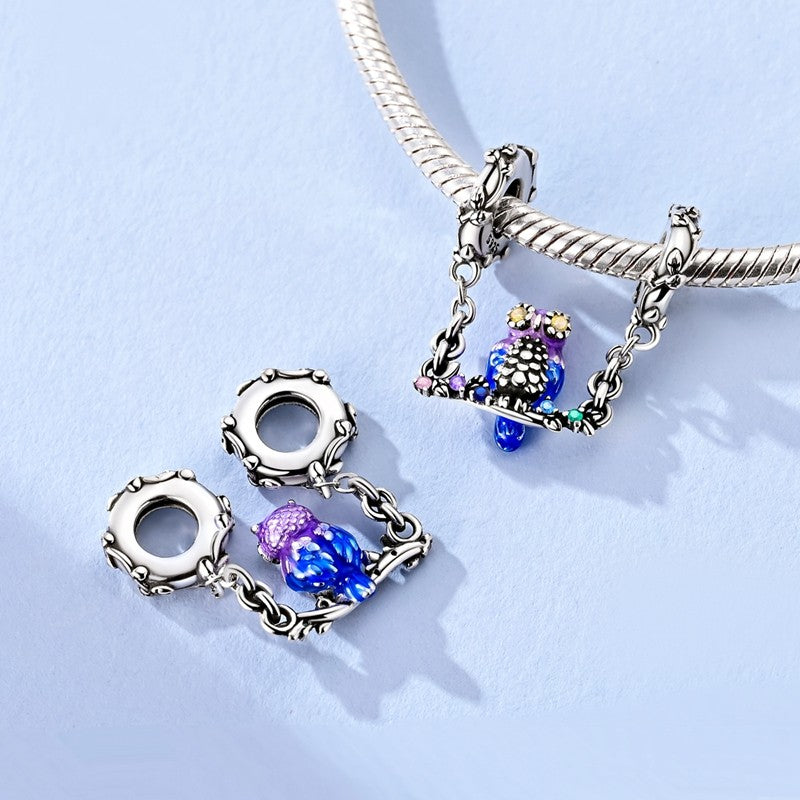 Pingente Charm Libélula Tema Primavera Prata Esterlina 925 Borboleta Flor Pendente Compatível com Bracelete Colar Joias DIY