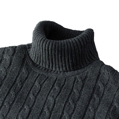 New Men's Turtleneck Sweater Solid Color High Neck Pullover Knitted Sweaters Casual Elastic Sweatwear Mens Fall Winter