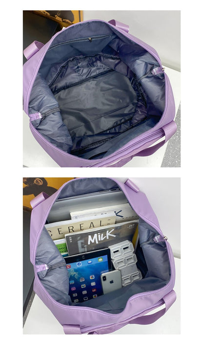 Double-layer expandable large-capacity luggage bag, new multi-functional foldable portable gym bag, sports travel bag-tan