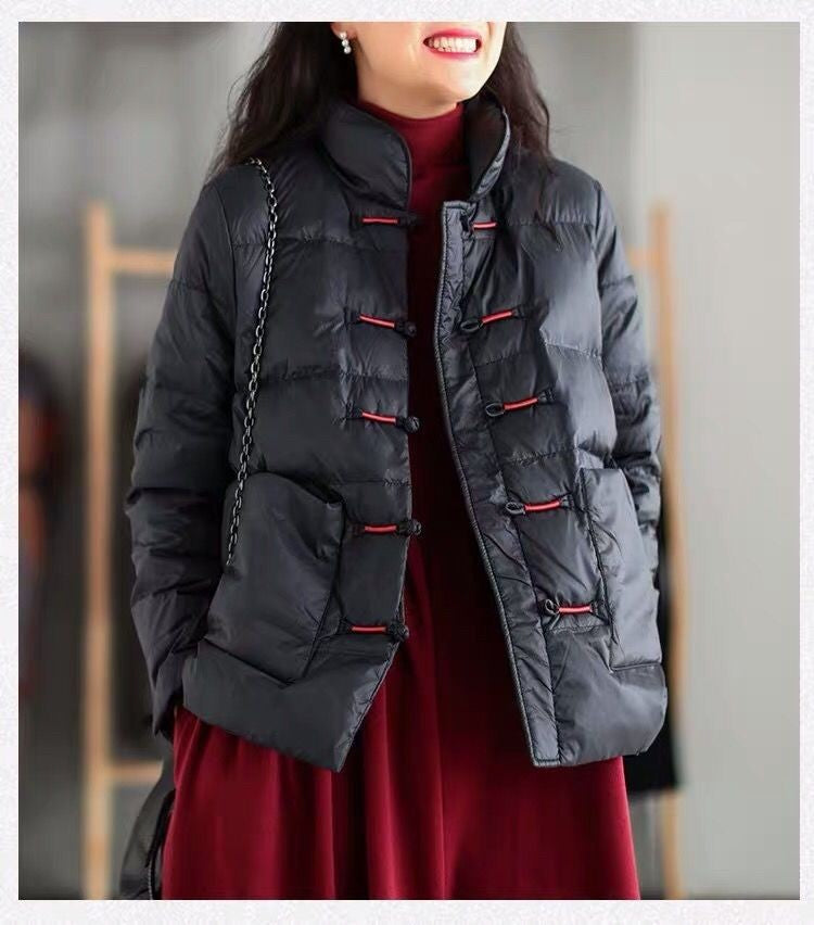 Vintage Single-breasted Quilted Puffer Jacket Winter Warm Lightweight Parka Windproof Outerwear Winter ClothesTrends Coat New