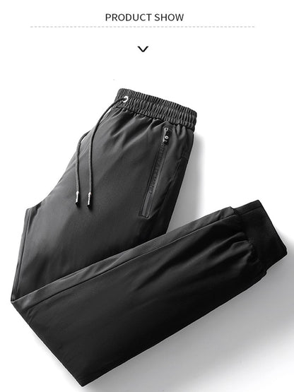 Autumn And Winter New Men's Solid Color Drawstring Pants Outdoor Fitness Jogging Pants Thickened Big Yards Down Pants