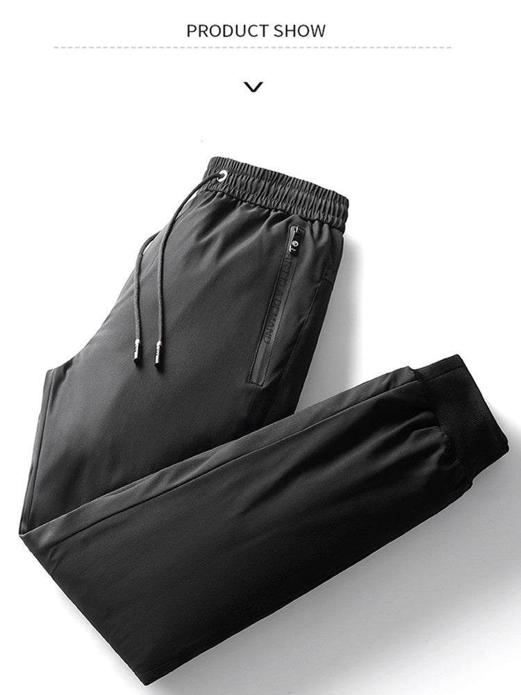 Calça Masculina Casual de Inverno Acolchoada e Grossa Quente Cor Sólida Corta-vento Impermeável de Algodão de Alta Qualidade