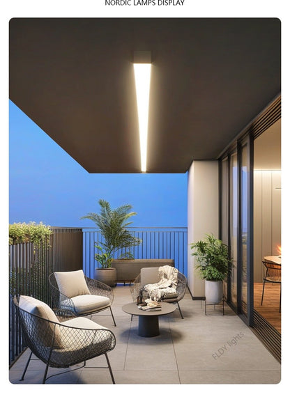 Modern Waterproof Outdoor Long Strip LED Wall Light IP65 Wrought Iron Wall Light Garden Porch Wall Light 110V 220V Lighting