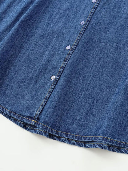 DiYiG  WOMAN 2024 Autumn and Winter New Fashion Lazy Style Denim Shirt Chic Doll Collar Button Versatile Top Blouses Mujer