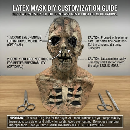 Realistic Zombie Skull Latex Mask Full Head Scary Skeleton Costume Mask For Adult Halloween Cosplay Party Horror Prop