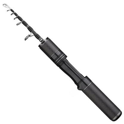 Vara de pesca curta portátil de micro haste de 28 cm, haste branca, com carretel de pesca telescópico ejetor, material de pesca