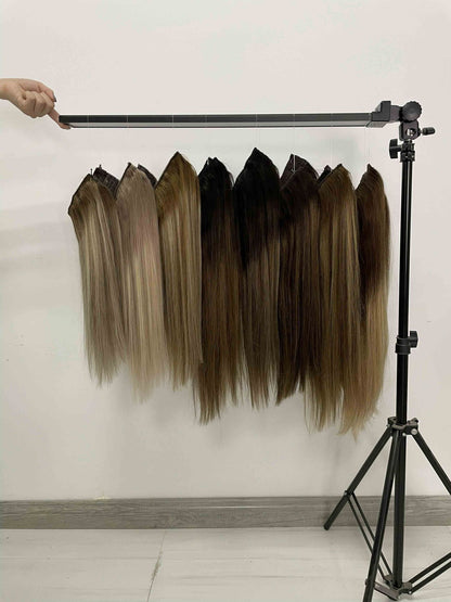 Full Shine Fishing Wire Hair Extensions Cabelo Humano Real Hair Extensions Apliques Para Mulheres Fio Secreto Grosso