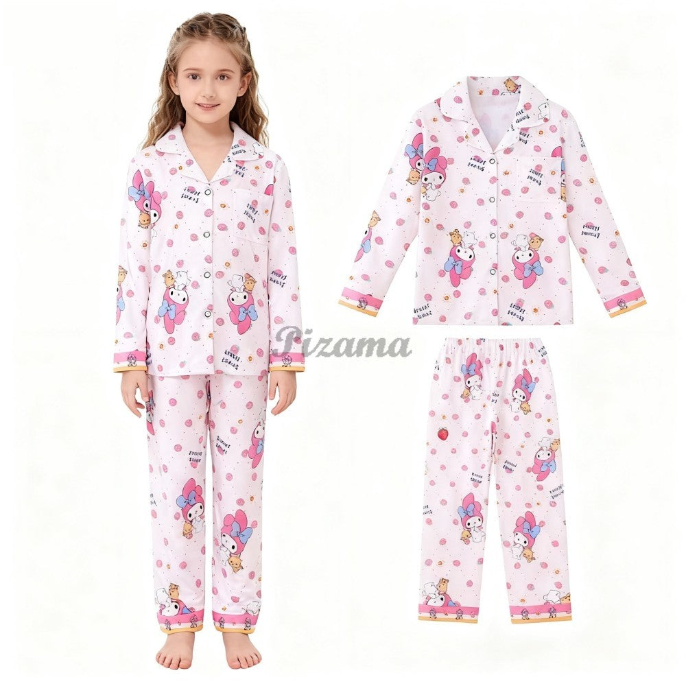 Sanrio Kuromi Girls Pajamas Sets Pijamas Navideños Melody Cinnamoroll Kids Pyjamas Girls Clothes 2pcs Full Sleeve & Pants Sets