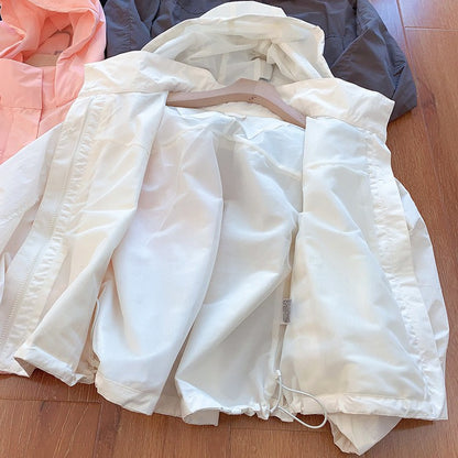 Mumaroho 2025 Autumn Winter Women Windbreaker Jacket Windproof Solid Long Sleeve Outdoor Sport Hooded Thin Coat Jacket For Women