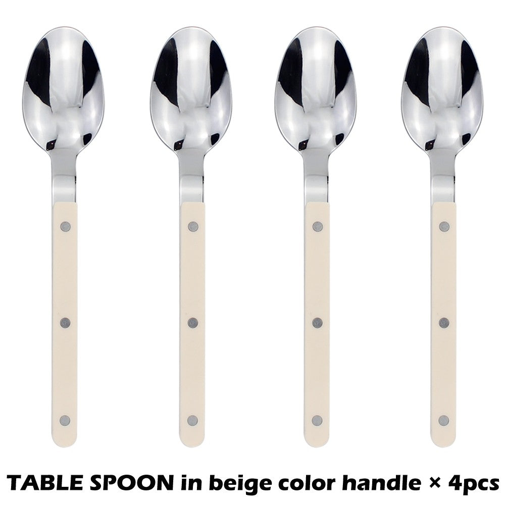 Conjuntos de Talheres de Design Moderno Espelhamento Superior Aço Inoxidável 18/8(304) Cabo ABS com Rebites Jogo de Talheres para Cozinha