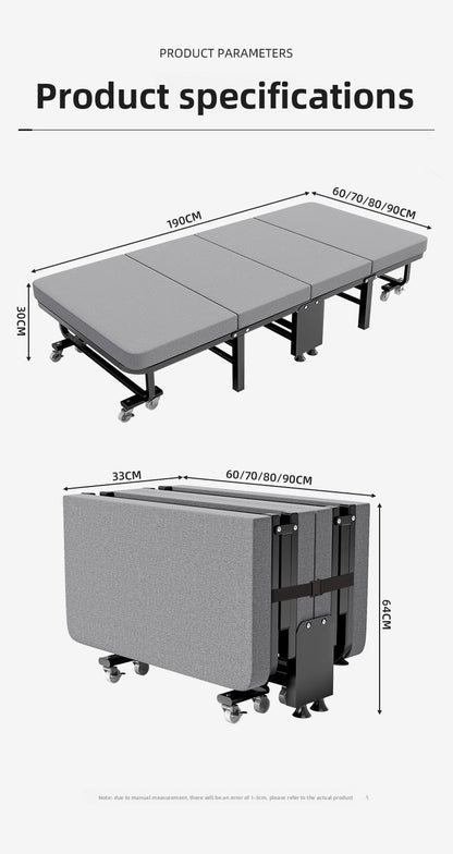 Cama dobrável, cama para pausa para almoço, cadeira para soneca, cama de acampamento portátil doméstica com tábua rígida para acompanhante.