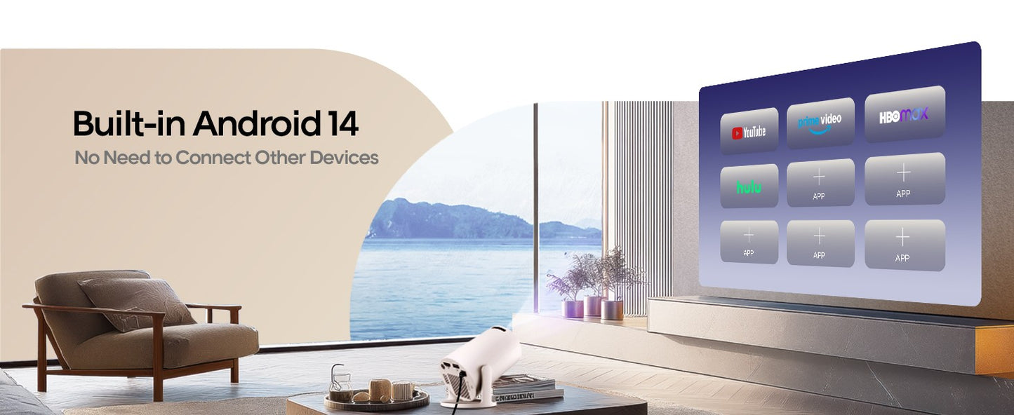 Projetor Magcubic 8K Android 14 HY300 Pro Dual Wifi6 290 ANSI Allwinner H726 BT5.4 1280*720P Cinema Externo Portátil