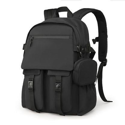 Mochila Masculina Simples e Moderna - Grande Capacidade, Compartimento para Laptop, Vários Bolsos, Ideal para Estudantes e Viagens