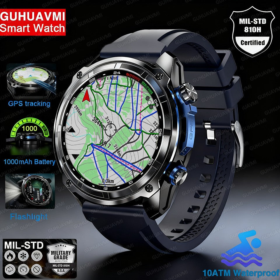 Smartwatch Masculino GPS 2026 Novo Mapa Offline À Prova D'água 10ATM 4GB Navegação de Rotas Relógio Bateria de 1000mAh Relógios Militares para Atividades ao Ar Livre