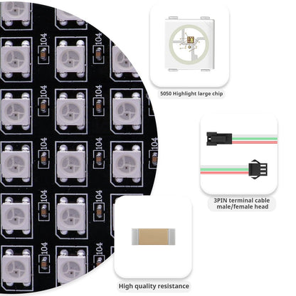 1~5Pcs WS2812B 8x8 16x16 RGB LED Digital Flexible Individually Addressable Panel Screen WS2812 8x32 Smart Pixel Module Matrix 5V