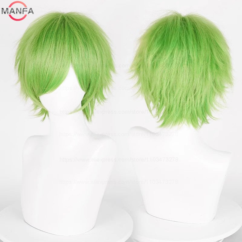 Anime 30cm Curta Reta Peruca Cosplay Preto Branco Verde Marrom Roxo Azul Cinza Vermelho Dourado Homens Mulheres Cabelo Sintético Resistente ao Calor