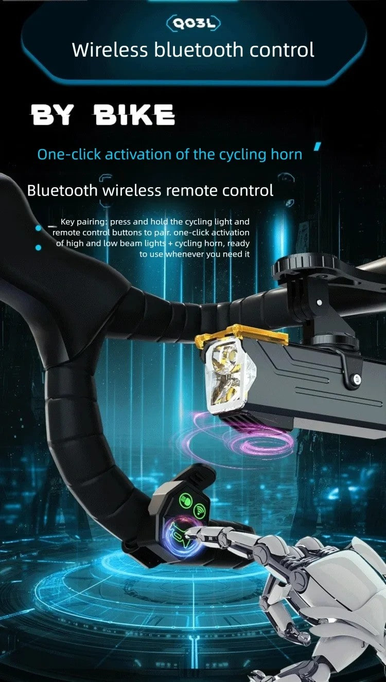 BUCKLOS 4000mAh Bicycle Lights Front with Horn Aluminium Alloy Bike Haedlight Type-C Charging Bike lights Bicycle Accessories