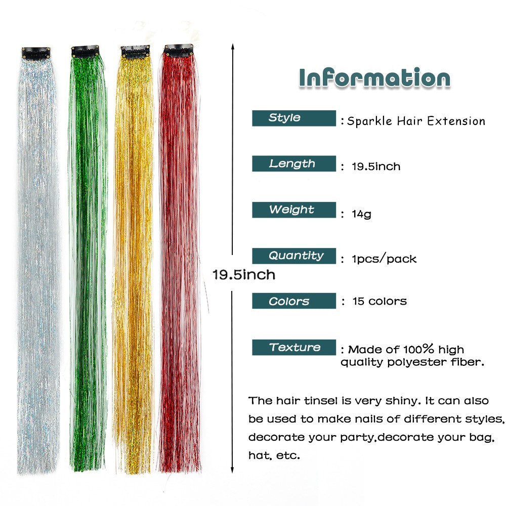 5 Unidades/Pacote Extensões de Cabelo Cintilantes Presilhas Arco-Íris Brilhantes Mechas de Cabelo Resistentes ao Calor Extensões de Cabelo Cintilantes para Tranças