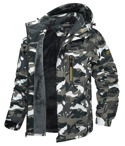 Jaqueta Masculina Impermeável TACVASEN de Inverno Pesada Forrada com Lã, Jaquetas de Esqui e Snowboard, Casacos Corta-Vento com Capuz Removível