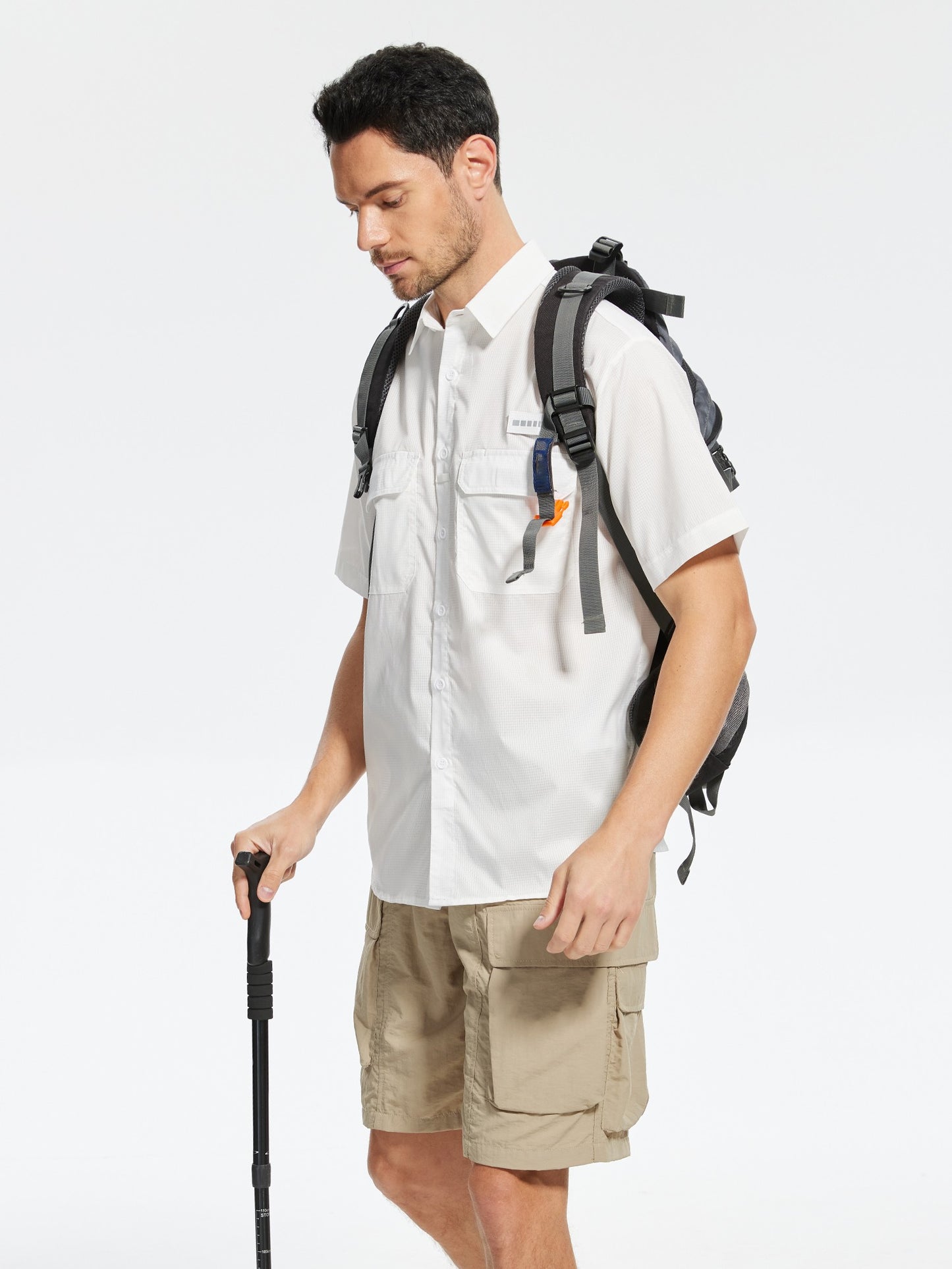 Men's UPF 50+ Short Sleeve Sun Protection Fishing Shirts, Rashguard Casual Button Down Fishing Hiking Shirt with Breathable Mesh