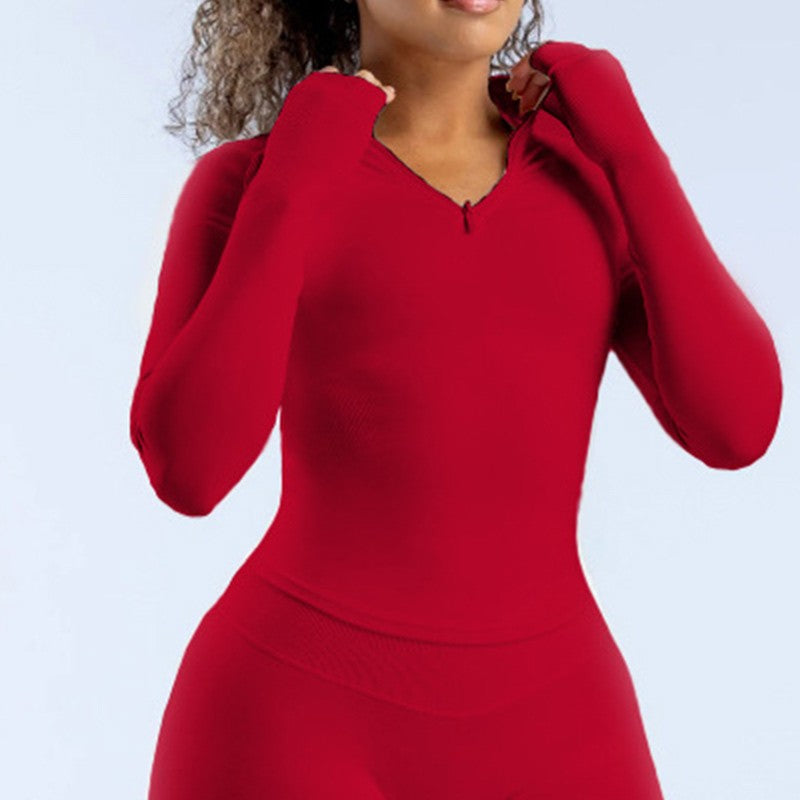 Women Seamless Sports Shirts Fitness Workout Pilates Clothes Half Zippy Gym Top Long Sleeve Jacket Yoga Clothing