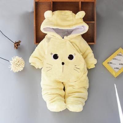 OLEKID 2025 Autumn Winter Baby Boy Rompers Hooded Thick Cotton Newborn Jumpsuit Infant Baby Girl Overalls Toddler New Born Coat
